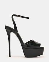 JEZZICA Black Patent Platform Stiletto Ankle Strap Women's Heel