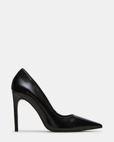 NOIR Black Leather Pointed-Toe Stiletto Pump Women's Heels