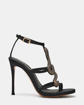 PYTHON Black Rhinestone Snake Stiletto Strappy Women's Heel