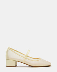 MURAL Butter Yellow Mary Jane Block Heel Square-Toe Women's Heel
