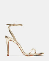 JYPSEY Gold Leather Strappy Stiletto Women's Heel