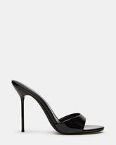 DAVINA Black Patent Rounded Open-Toe Mule Stiletto Women's Heel