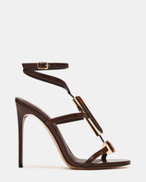 SHAYLEE Brown Stone Detail Strappy Stiletto Women's Heel