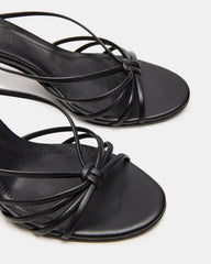 EDNA Black Leather Strappy Mule Women's Heel