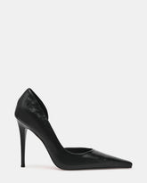 ELEGANT Black Leather Pointed-Toe Stiletto Pump Women's Heel