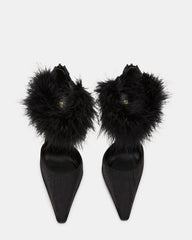 ELUSIVE Black Satin Pointed-Toe Stiletto Pump Women's Heel