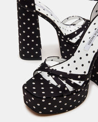 RETRO White/Black Polka Dot Open-Toe Block Heel Platform Women's Heel