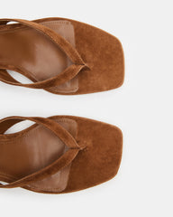TRACIE Chestnut Suede Thong Strap Women's Kitten Heel