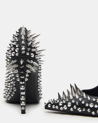 NOIR Black Stud Pointed-Toe Stiletto Pump Women's Heels