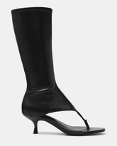 RELENTLESS Black Thong Open-Toe Boot Shaft Women's Heel