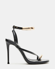 TIA Black Strappy Open-Toe Stiletto Women's Heel