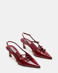 LIANA Wine Patent Women's Slingback Pointed-Toe Low Heel