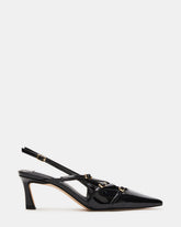 LIANA Black Patent Women's Slingback Pointed-Toe Low Heel