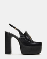 QUINN Black Leather Platform Slingback Heel | Women's Heels