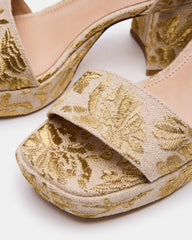 MERCERR Gold Multi Women's Platform Block Heel