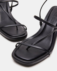 DIORA Black Women's Strappy Square-Toe Heel