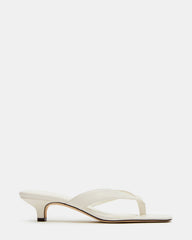 TRACIE White Leather Thong Strap Women's Kitten Heel