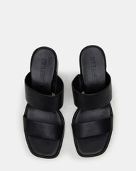 SYCAMORE Black Leather Square-Toe Mule Women's Heel