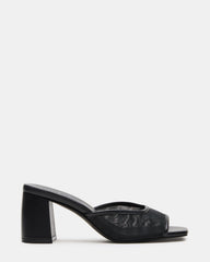 MADAME Black Square-Toe Mesh Mule Women's Heel
