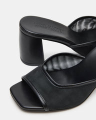 MADAME Black Square-Toe Mesh Mule Women's Heel