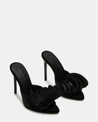 AFFINITY Black Satin Pointed-Toe Stiletto Mule Women's Heel