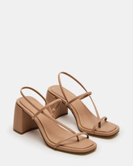 DIORA Natural Women's Strappy Square-Toe Heel