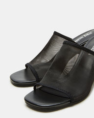 GLEAM Black Women's Square-Toe Mule Heel