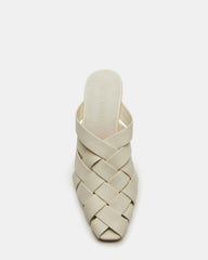 NAKITA White Square-Toe Woven Mule Women's Heel