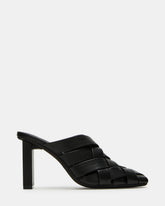 NAKITA Black Square-Toe Woven Mule Women's Heel