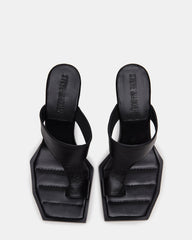 ALAMEDA Black Leather Square-Toe Mule Women's Heel