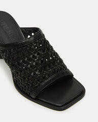 FRESCA Black Woven Square-Toe Mule Women's Heel