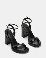 SULLIVAN Black Patent Square-Toe Strappy Heel | Women's Heels