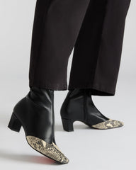 JETER Black Snake Square-Toe Women's Ankle Boot