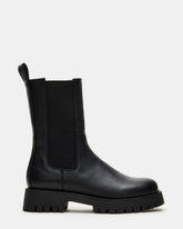 LOWA Black Leather Lug Chelsea Platform Women's Ankle Boot