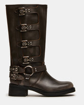 ROCKY Brown Distressed Wide Calf Knee-High Moto Women's Boot