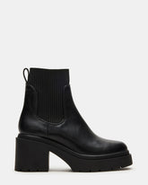 KOA Black Lug Sole Chelsea Women's Ankle Boot