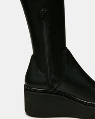DRACO Black Knee-High Round-Toe Platform Women's Boot
