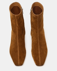 FLAIRE Sand Suede Square-Toe Wedge Bootie Women's Ankle Boot