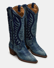 ALBANY Denim Fabric Pointed-Toe Women's Western Boot