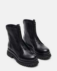 MILTON Black Leather Moto Women's Ankle Boot
