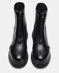 MILTON Black Leather Moto Women's Ankle Boot