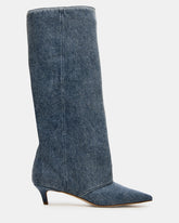 LUCA Denim Fabric Pointed-Toe Cuffed Kitten Heel Women's Boot