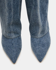 LUCA Denim Fabric Pointed-Toe Cuffed Kitten Heel Women's Boot