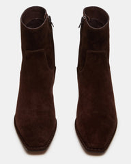 DEFINE Brown Suede Square-Toe Women's Ankle Boot