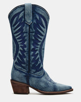 ALBANY Denim Fabric Wide Calf Pointed-Toe Women's Western Boot