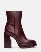 TYRA Burgundy Leather Platform Block Heel Women's Ankle Boot