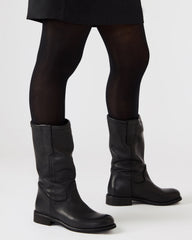 RUBEN Black Leather Rounded Toe Women's Boot