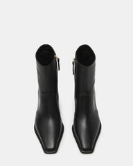 FARE Black Leather Square Toe Women's Ankle Boot