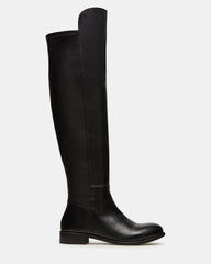 LANCASTER Black Leather Over-the-Knee Round Toe Women's Boots