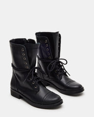 TROOPA3.0 Black Leather Women's Moto Combat Ankle Boot